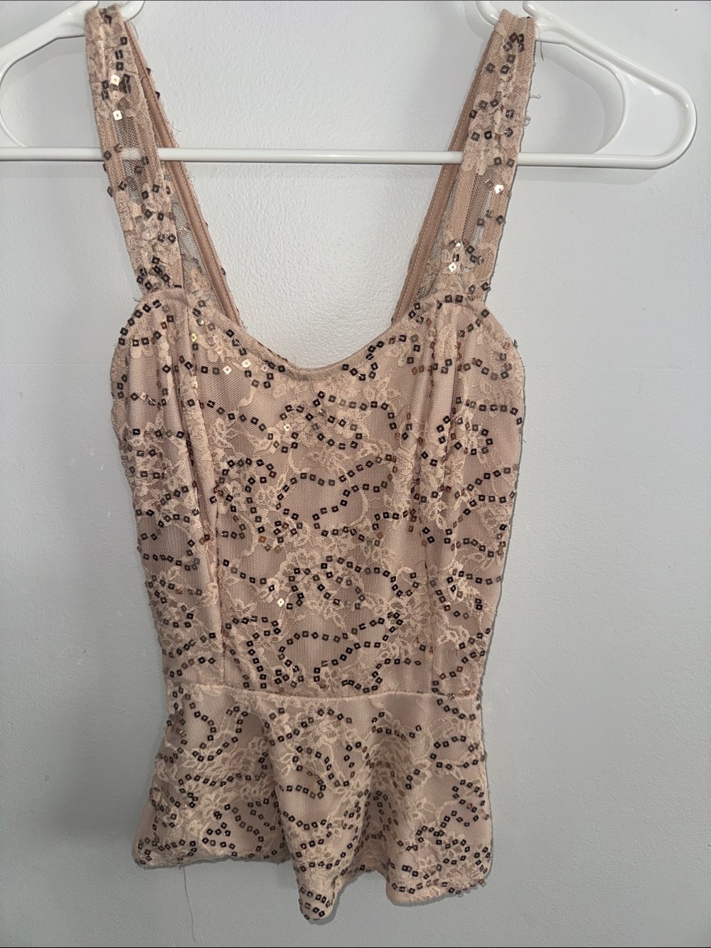 Embellished Nude Beaded Tank Top